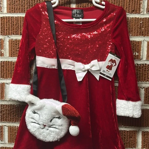 Elegant Red Sequin Kids Dress - Picture 2 of 2